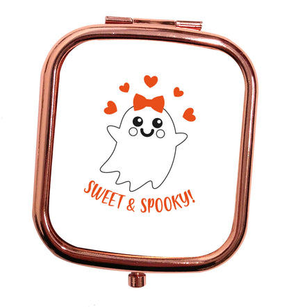 Sweet and spooky rose gold square pocket mirror