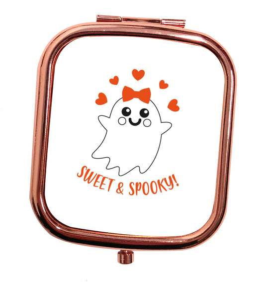 Sweet and spooky rose gold square pocket mirror