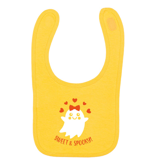 Sweet and spooky yellow baby bib
