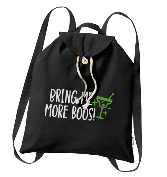 Bring me more boos organic cotton backpack tote with wooden buttons in black