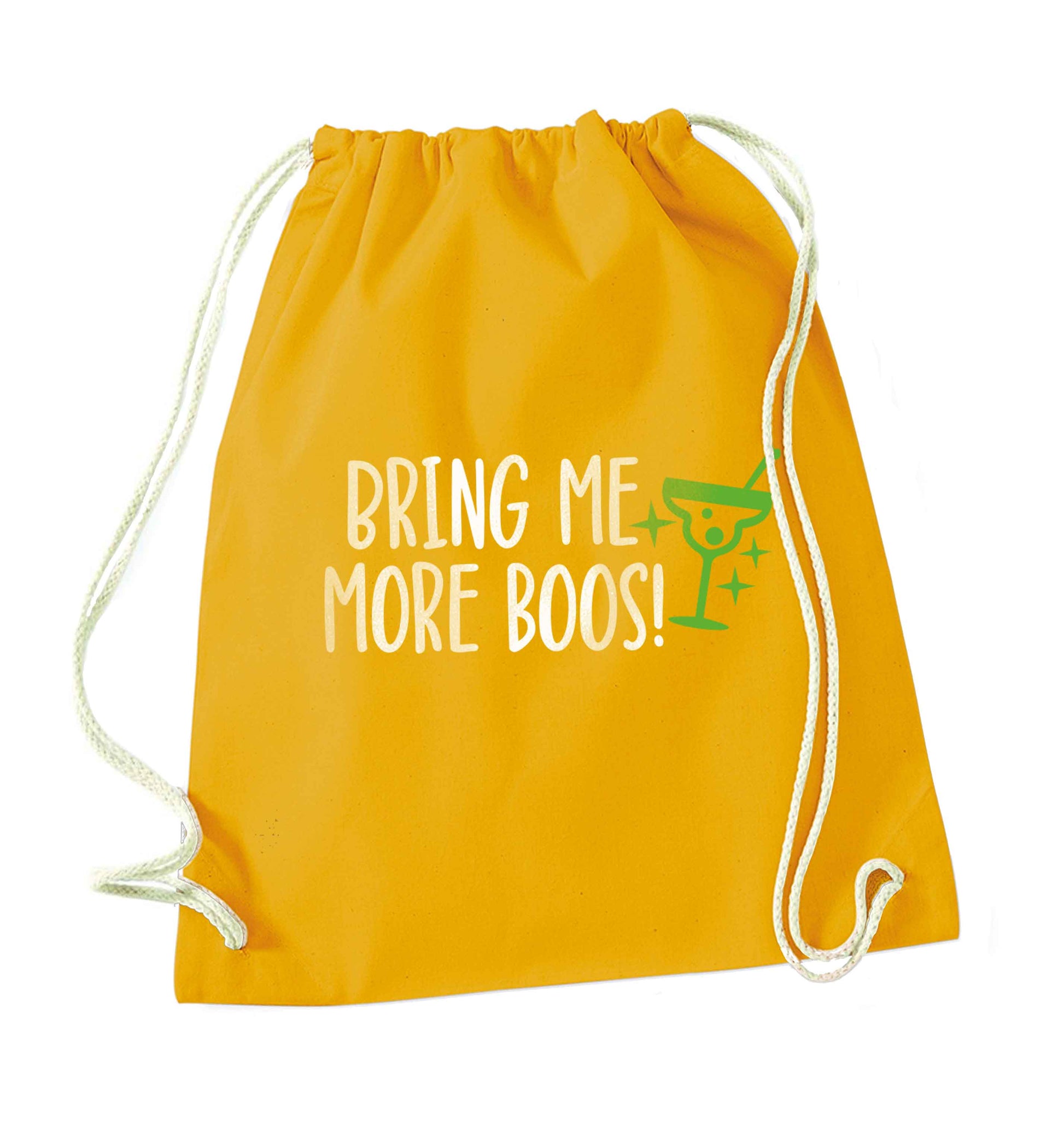 Bring me more boos mustard drawstring bag
