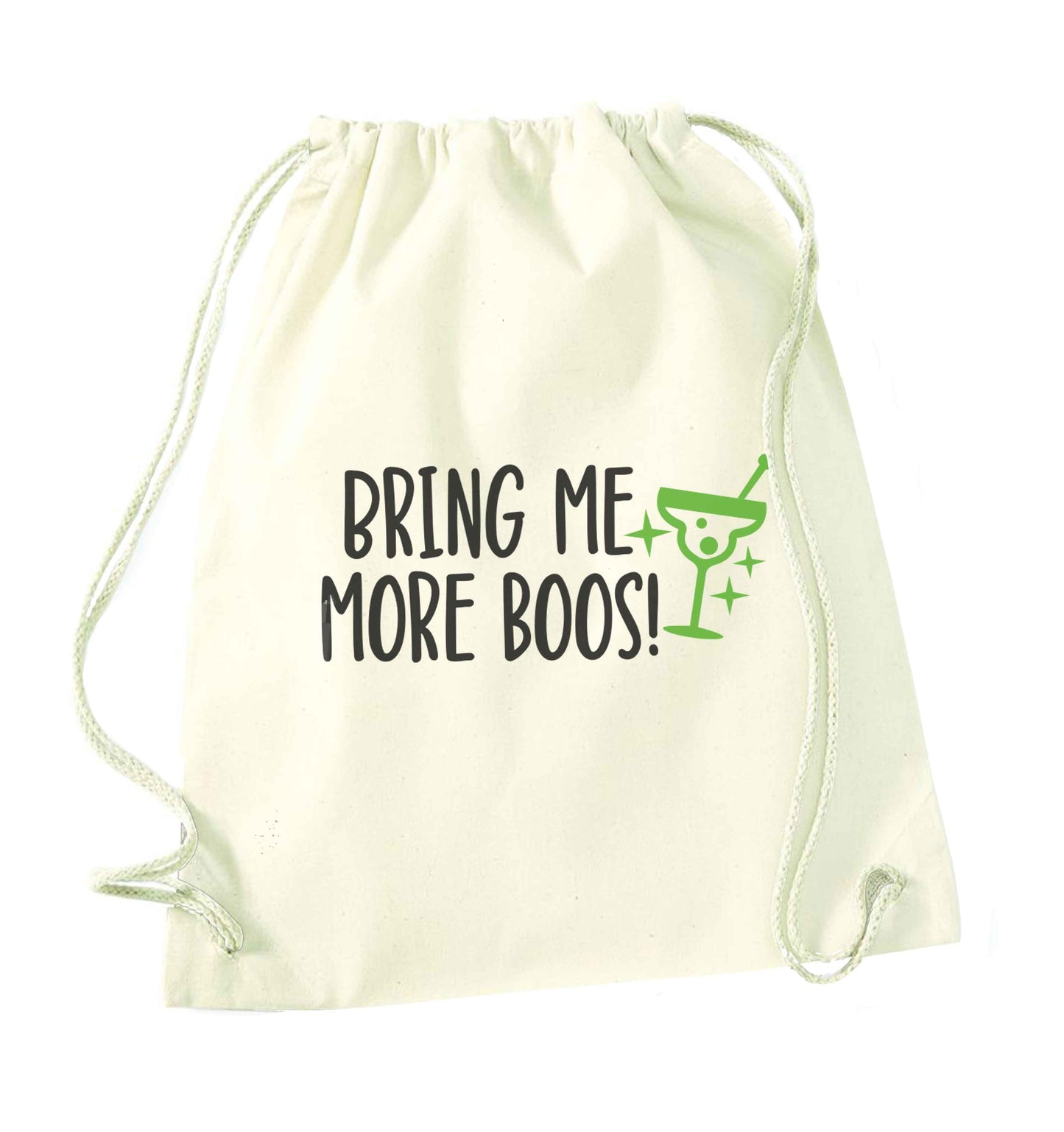 Bring me more boos natural drawstring bag