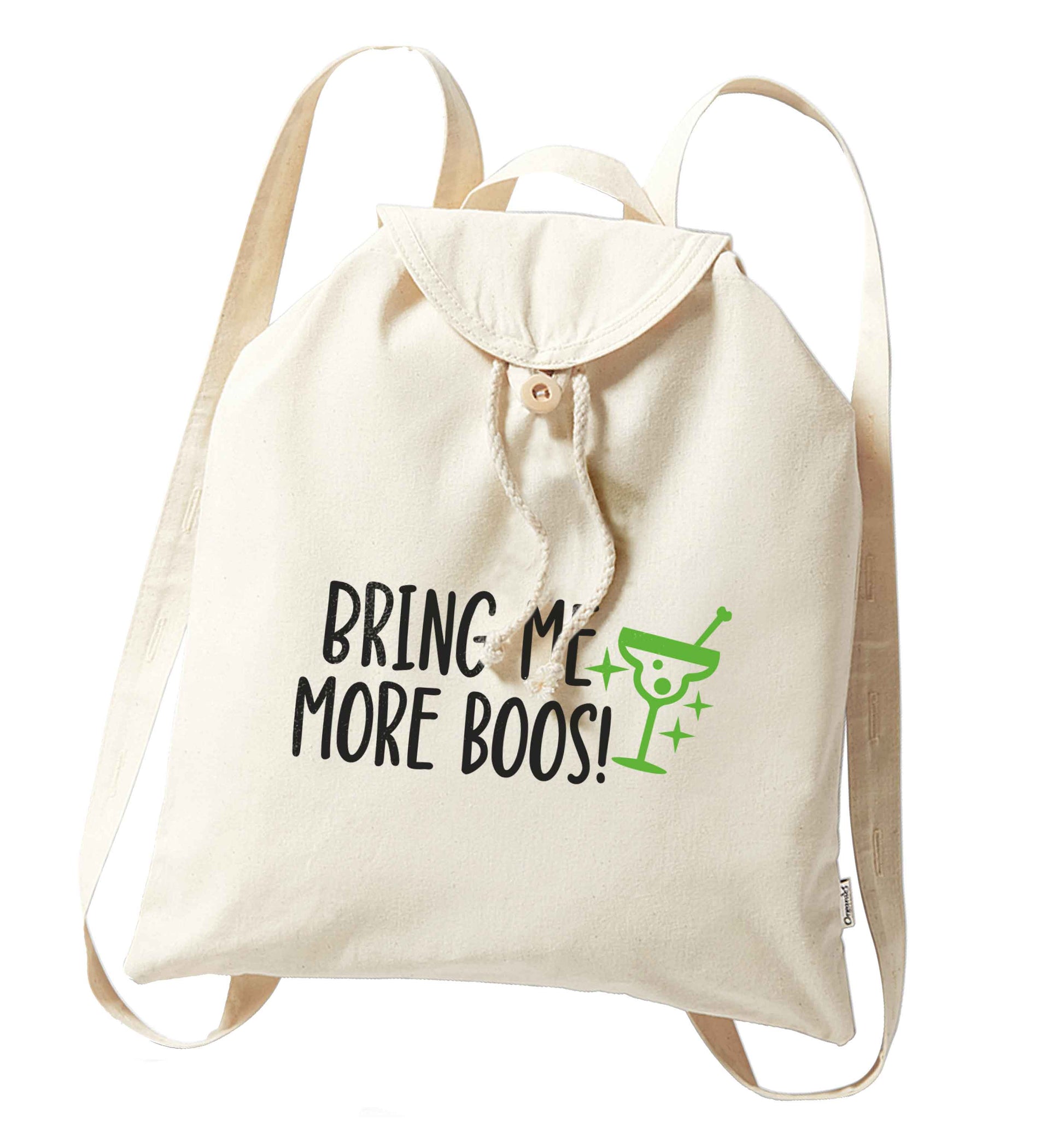 Bring me more boos organic cotton backpack tote with wooden buttons in natural