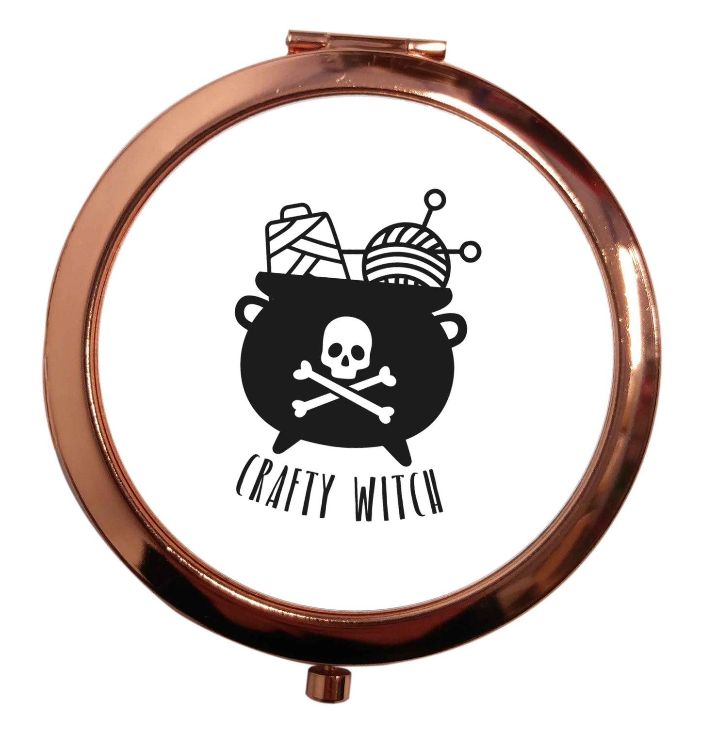 Crafty witch rose gold circle pocket mirror