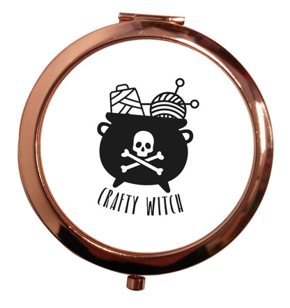 Crafty witch rose gold circle pocket mirror