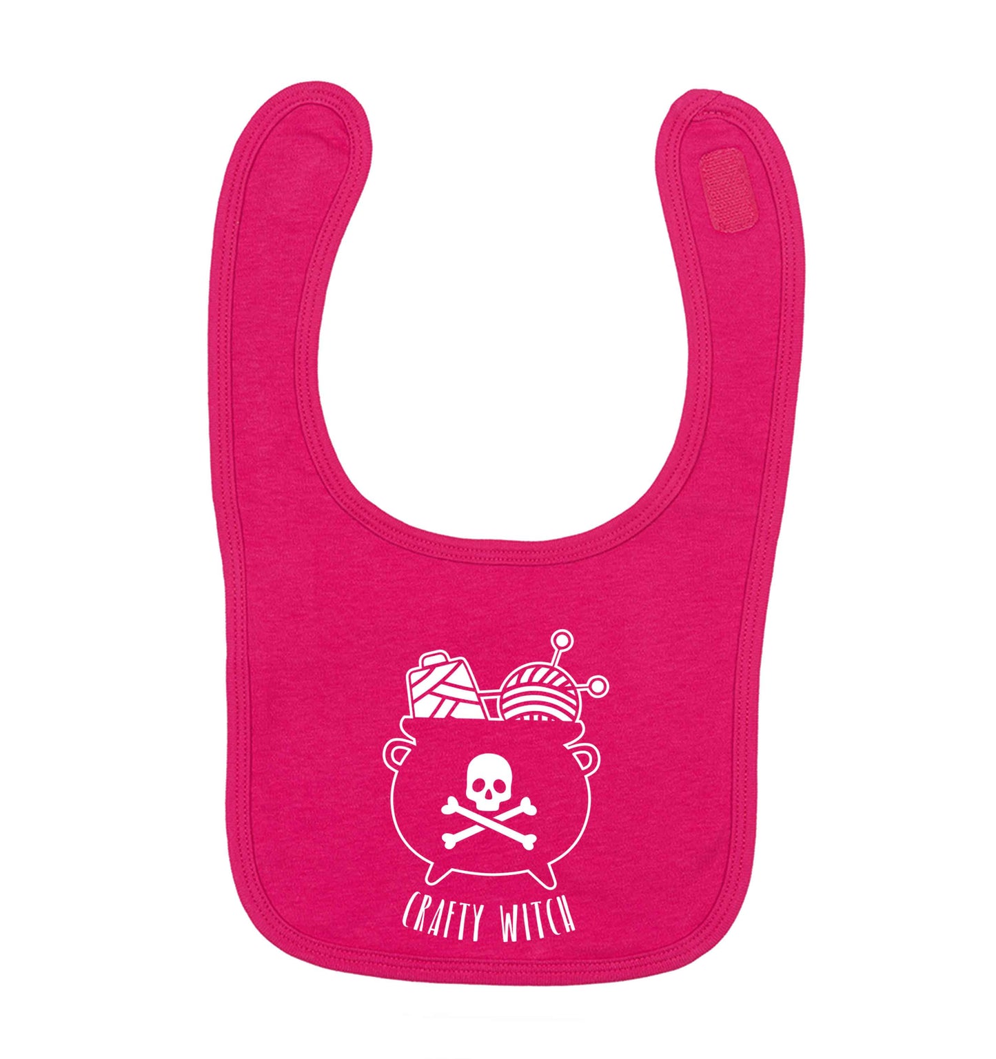Crafty witch dark pink baby bib