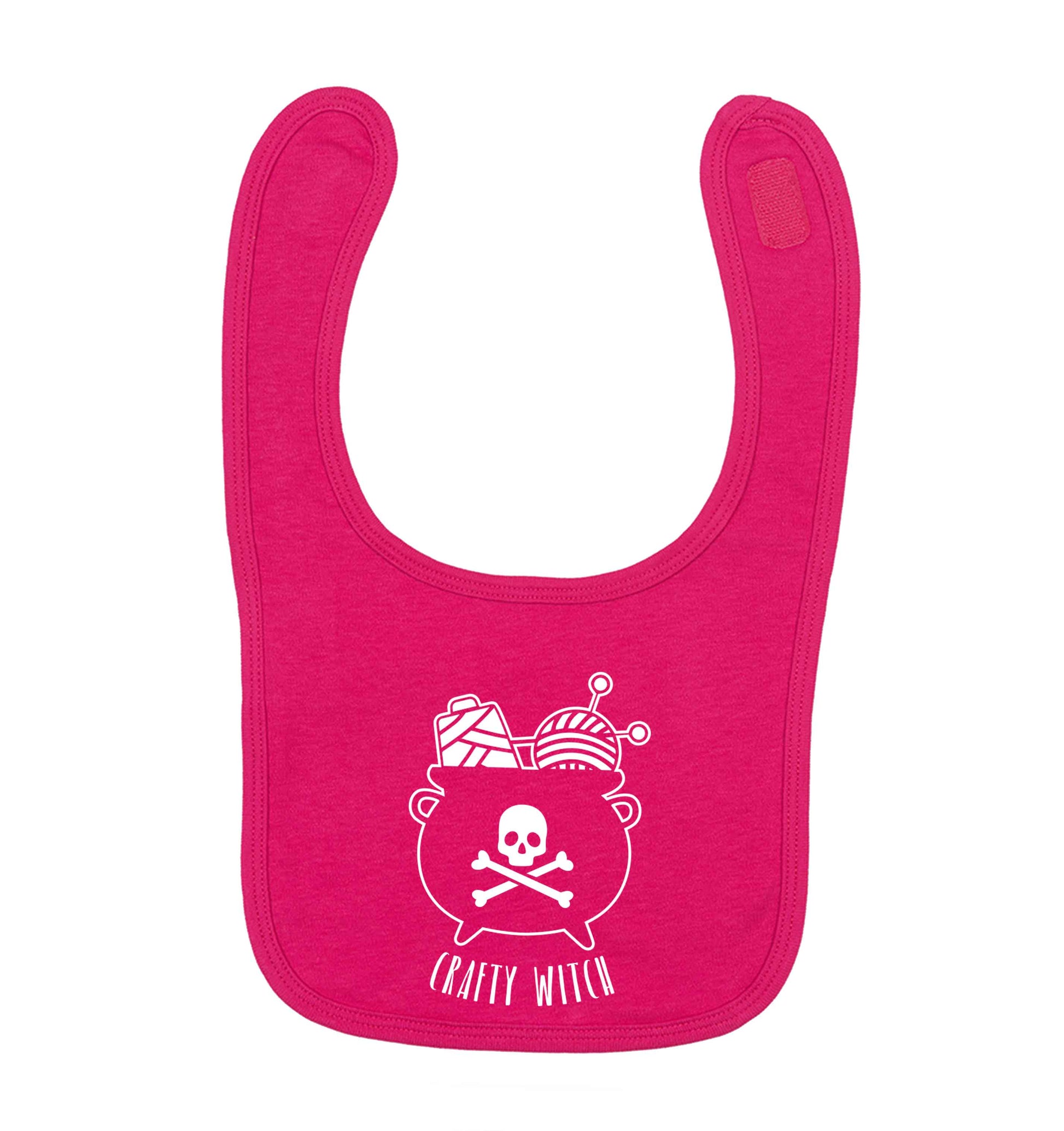 Crafty witch dark pink baby bib