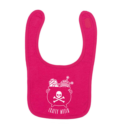 Crafty witch dark pink baby bib