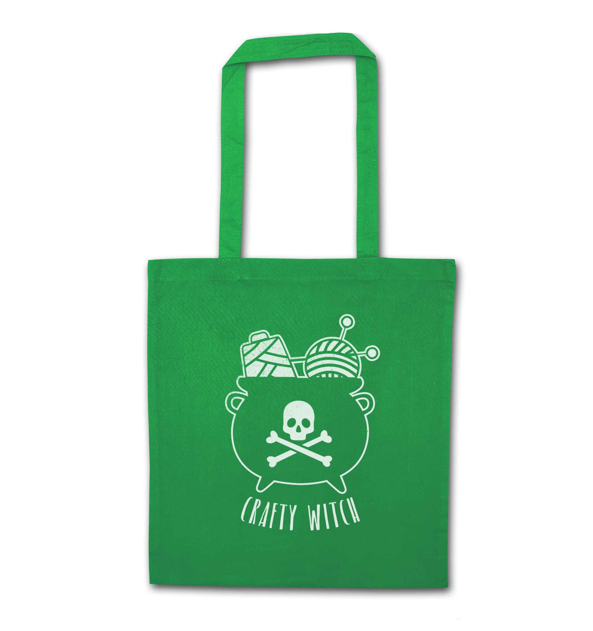 Crafty witch green tote bag