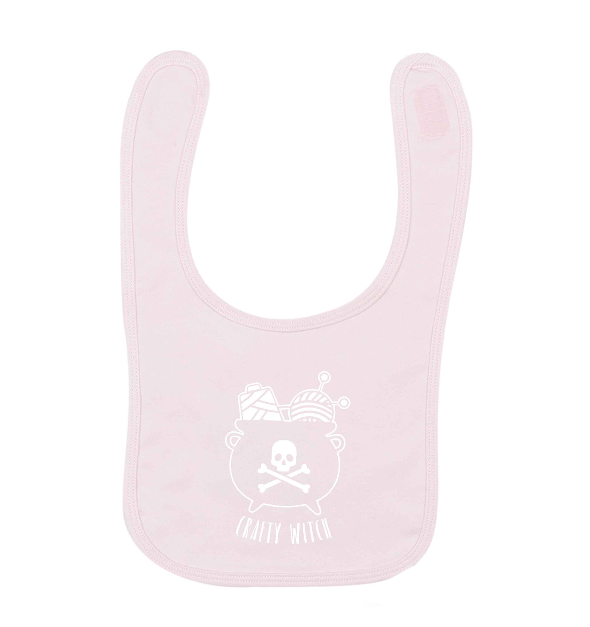 Crafty witch pale pink baby bib