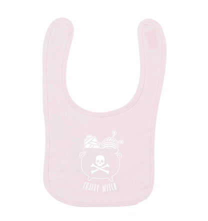 Crafty witch pale pink baby bib