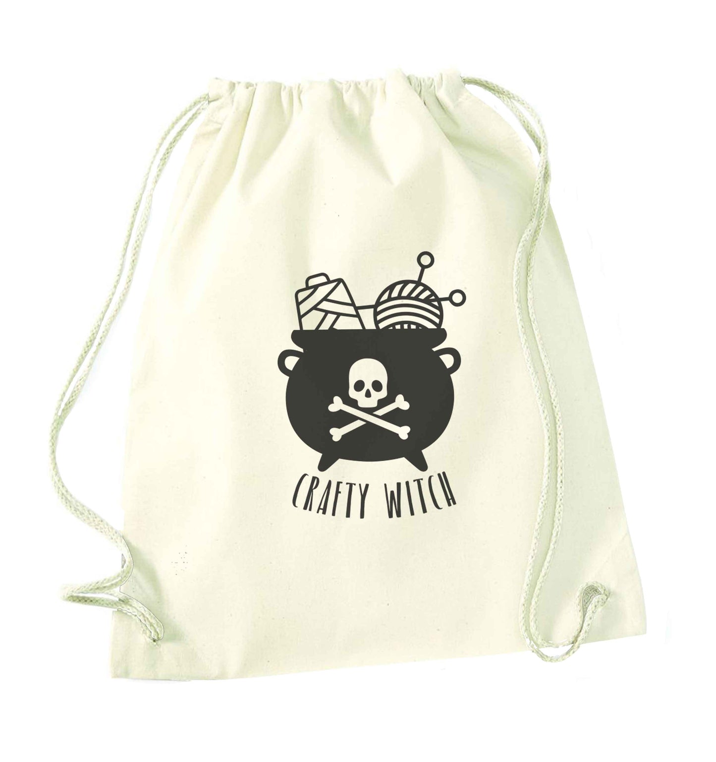 Crafty witch natural drawstring bag