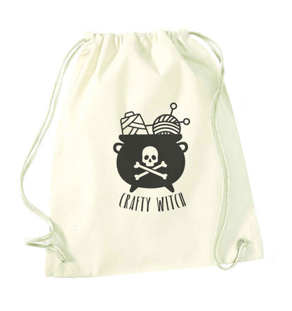 Crafty witch natural drawstring bag