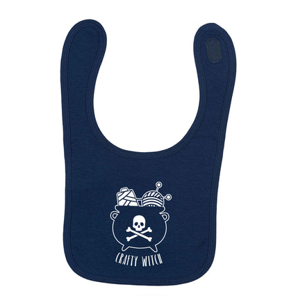 Crafty witch navy baby bib