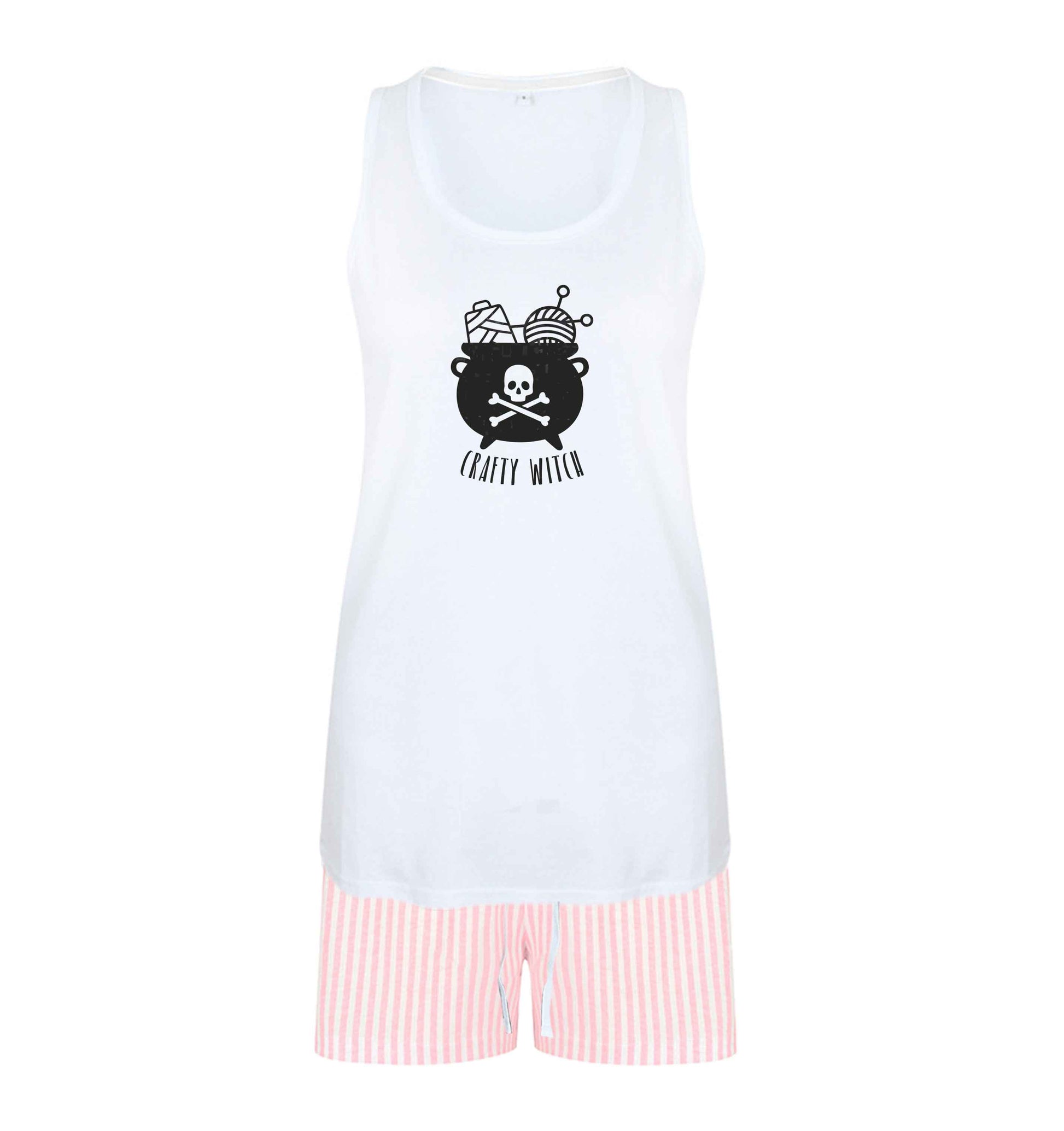 Crafty witch size XL women's pyjama shorts set in pink 