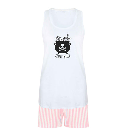 Crafty witch size XL women's pyjama shorts set in pink 