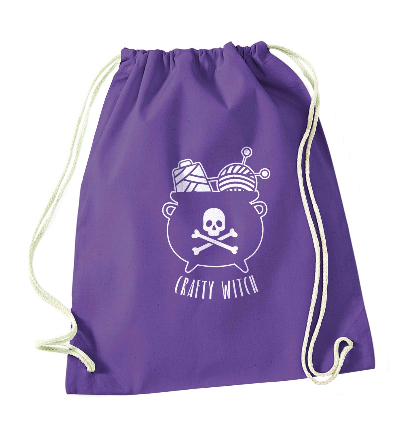 Crafty witch purple drawstring bag