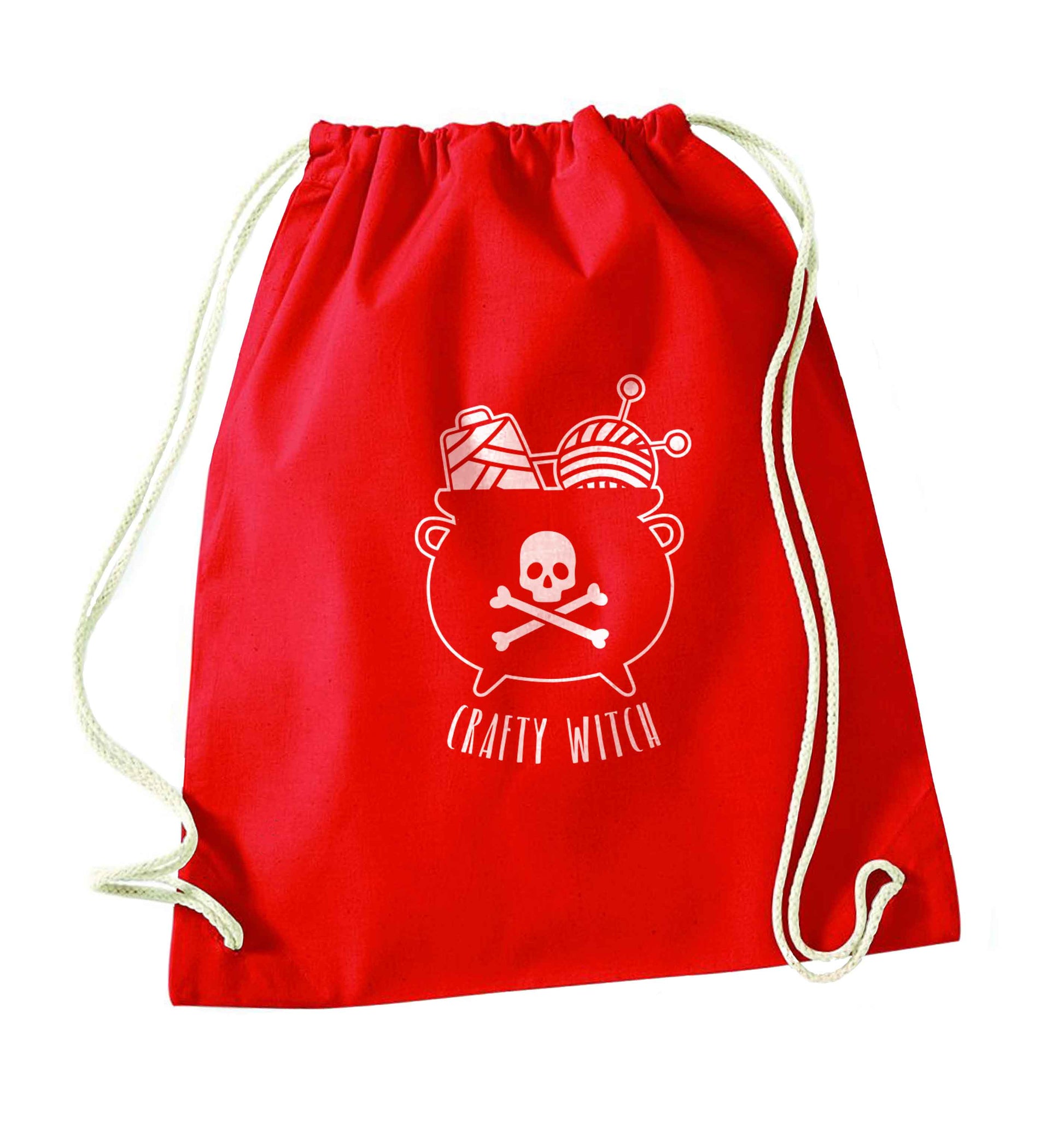 Crafty witch red drawstring bag 