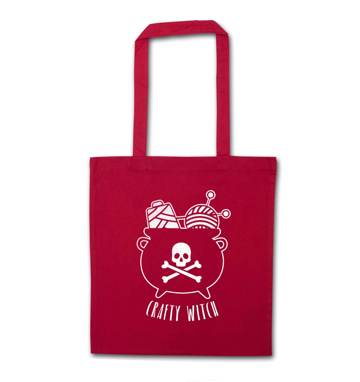 Crafty witch red tote bag