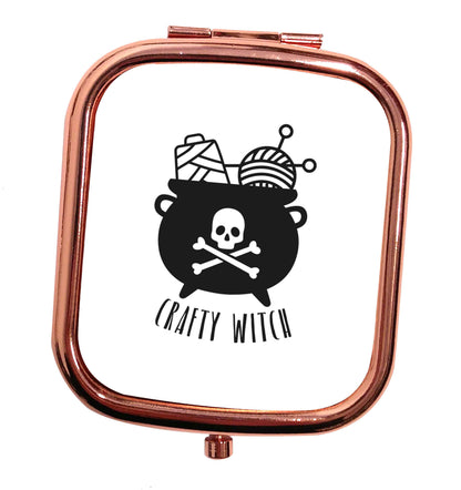 Crafty witch rose gold square pocket mirror