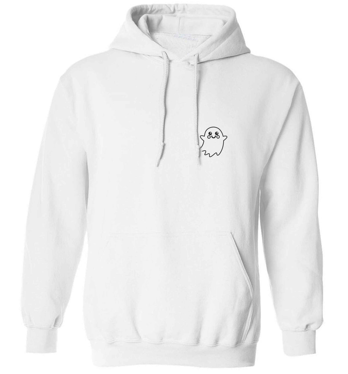 Pocket ghost adults unisex white hoodie 2XL