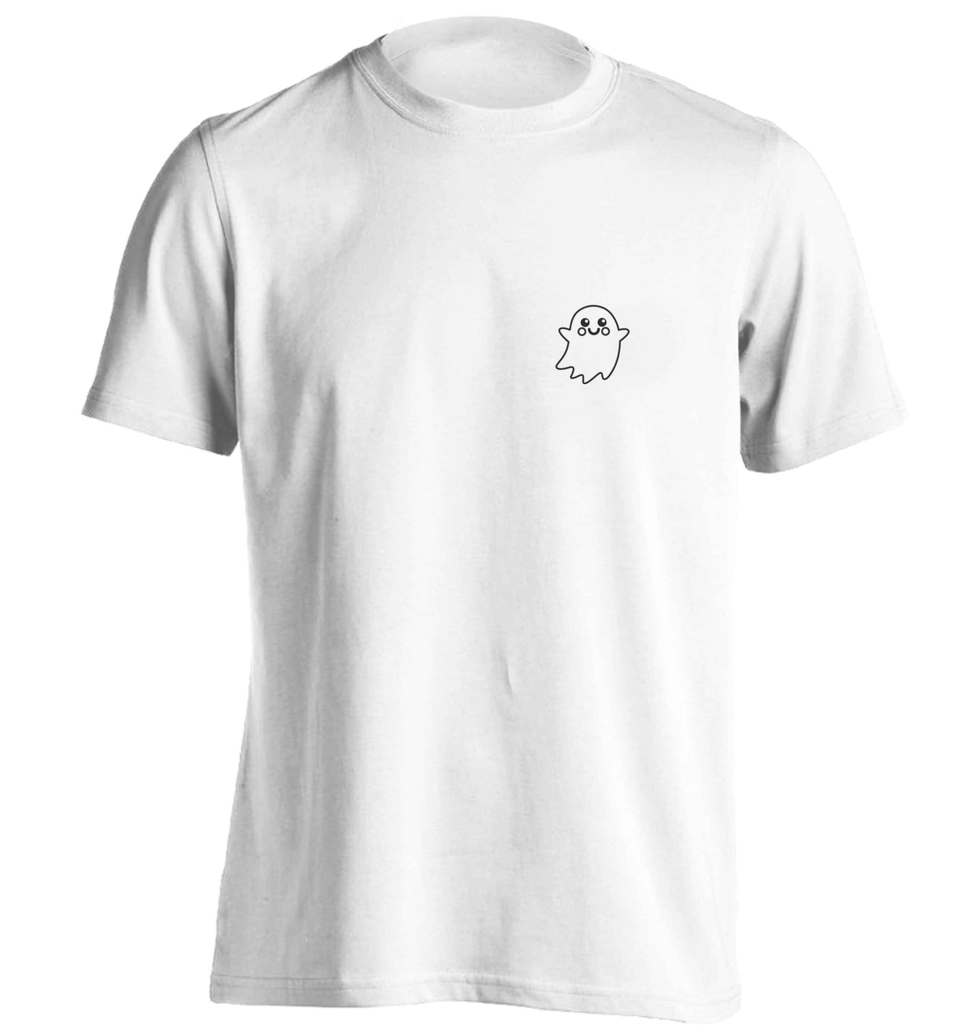 Pocket ghost adults unisex white Tshirt 2XL