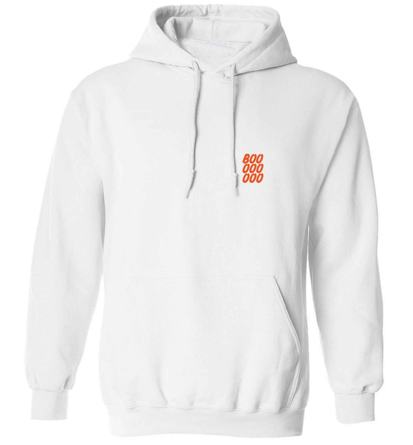 Boo pocket adults unisex white hoodie 2XL