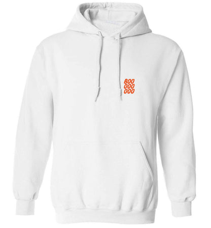 Boo pocket adults unisex white hoodie 2XL