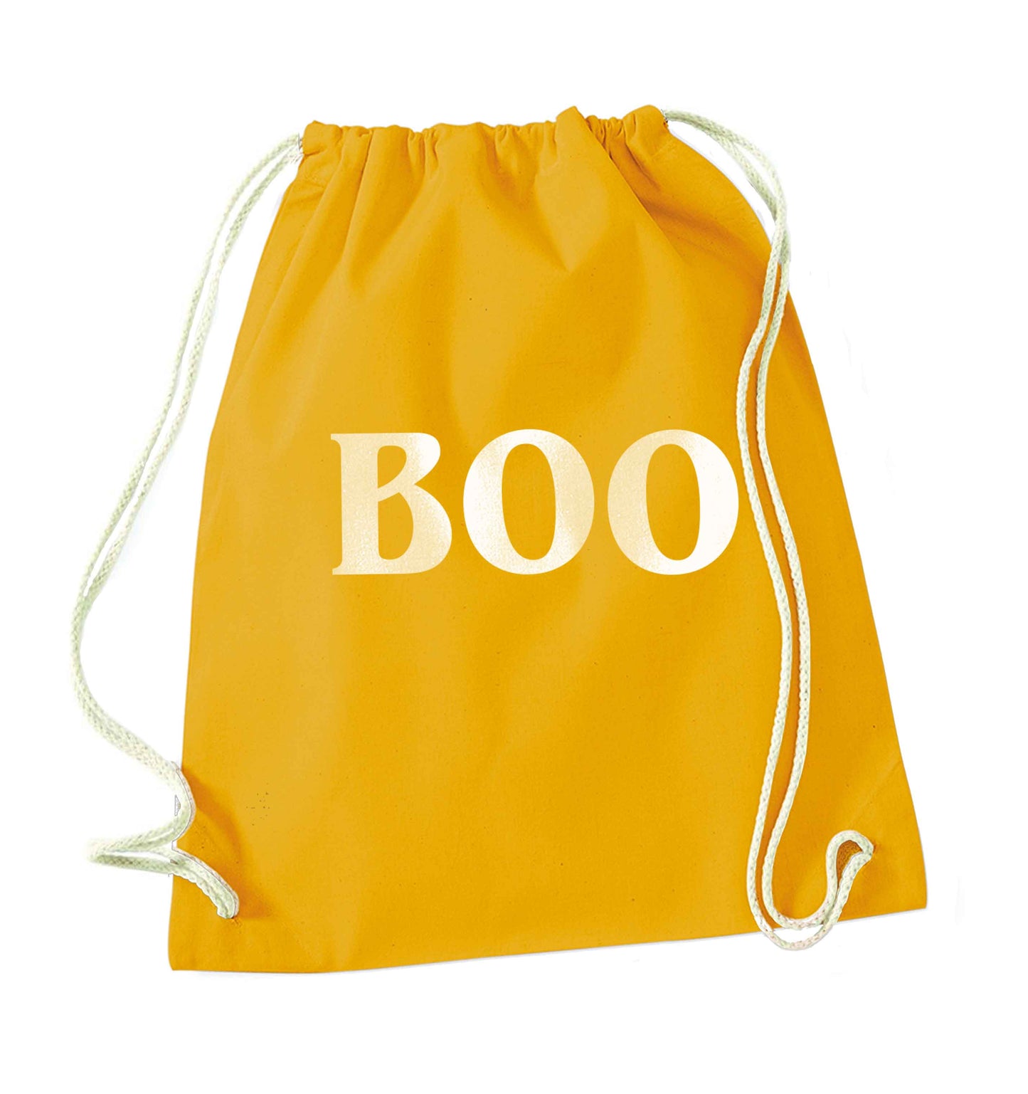 Boo mustard drawstring bag