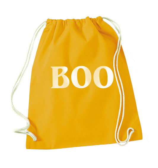 Boo mustard drawstring bag