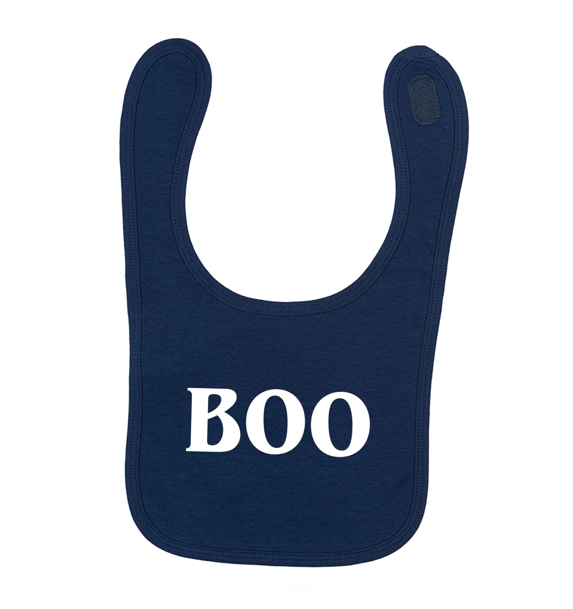 Boo navy baby bib