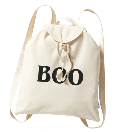 Boo organic cotton backpack tote with wooden buttons in natural