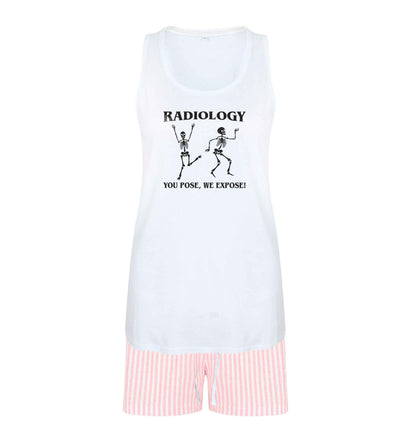 Radiology you pose we expose size XL women's pyjama shorts set in pink 