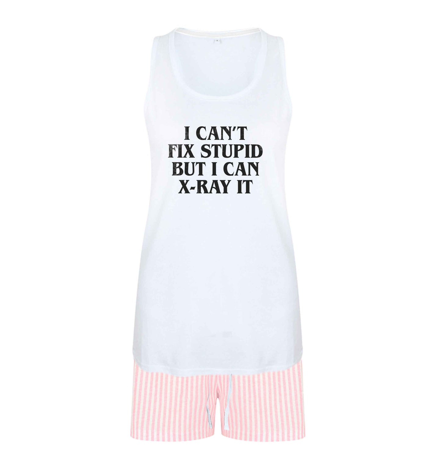 I can't fix stupid but I can X-Ray it size XL women's pyjama shorts set in pink 