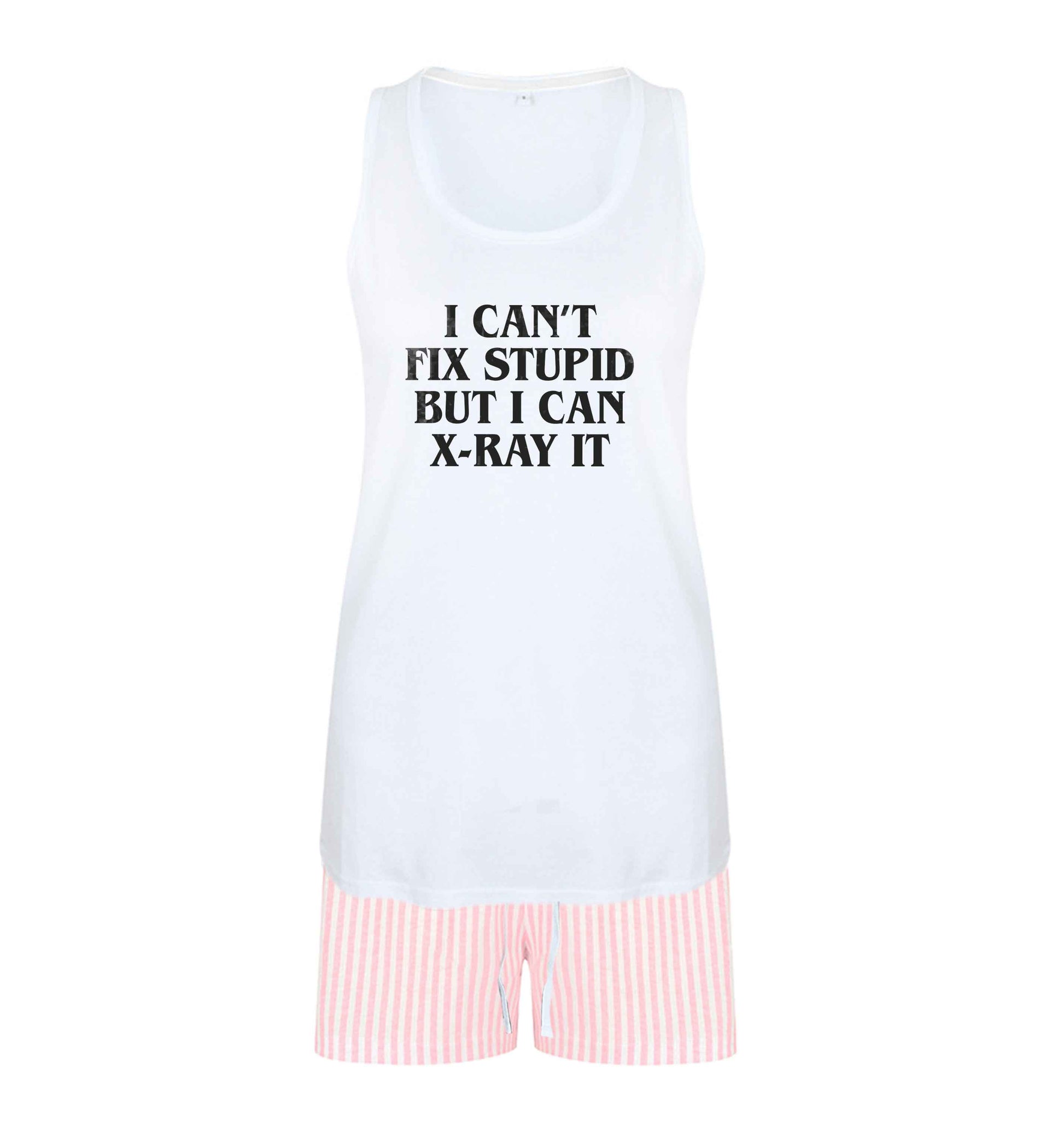 I can't fix stupid but I can X-Ray it size XL women's pyjama shorts set in pink 