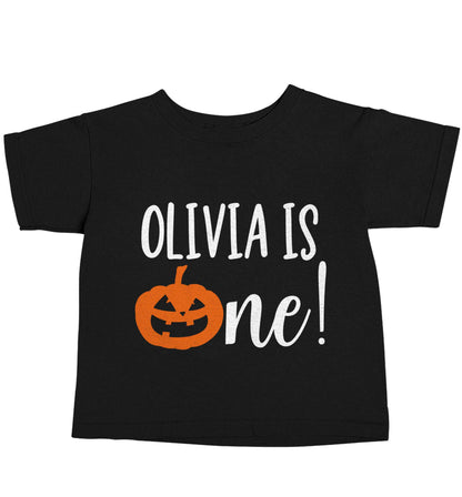 Personalised is turning one Black baby toddler Tshirt 2 years