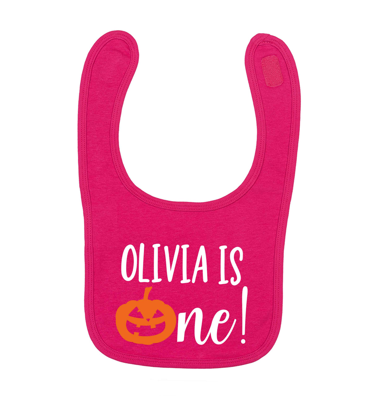 Personalised is turning one dark pink baby bib
