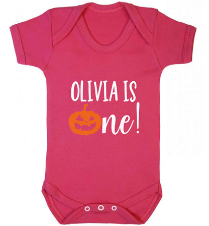 Personalised is turning one baby vest dark pink 18-24 months