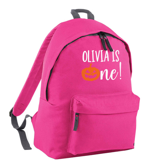 Personalised is turning one pink children's backpack
