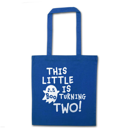 This little boo is turning two blue tote bag