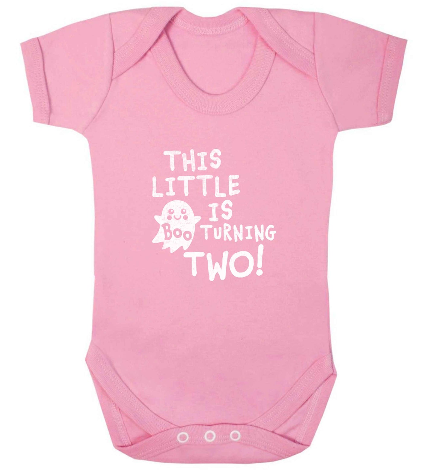 This little boo is turning two baby vest pale pink 18-24 months