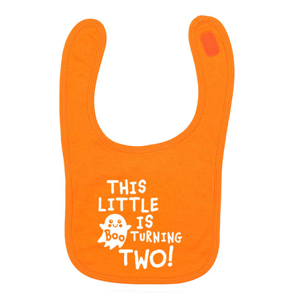 This little boo is turning two orange baby bib