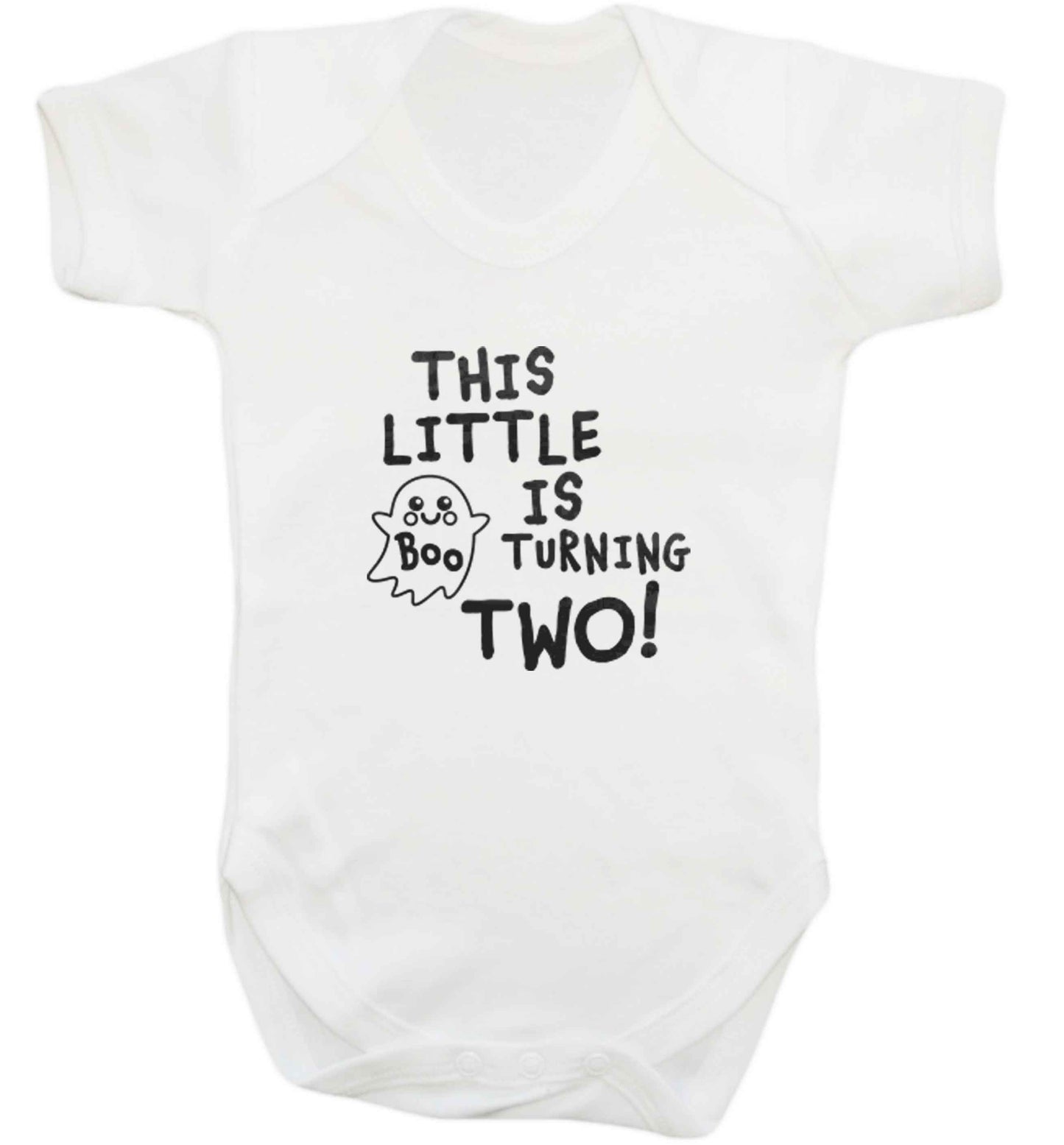 This little boo is turning two baby vest white 18-24 months