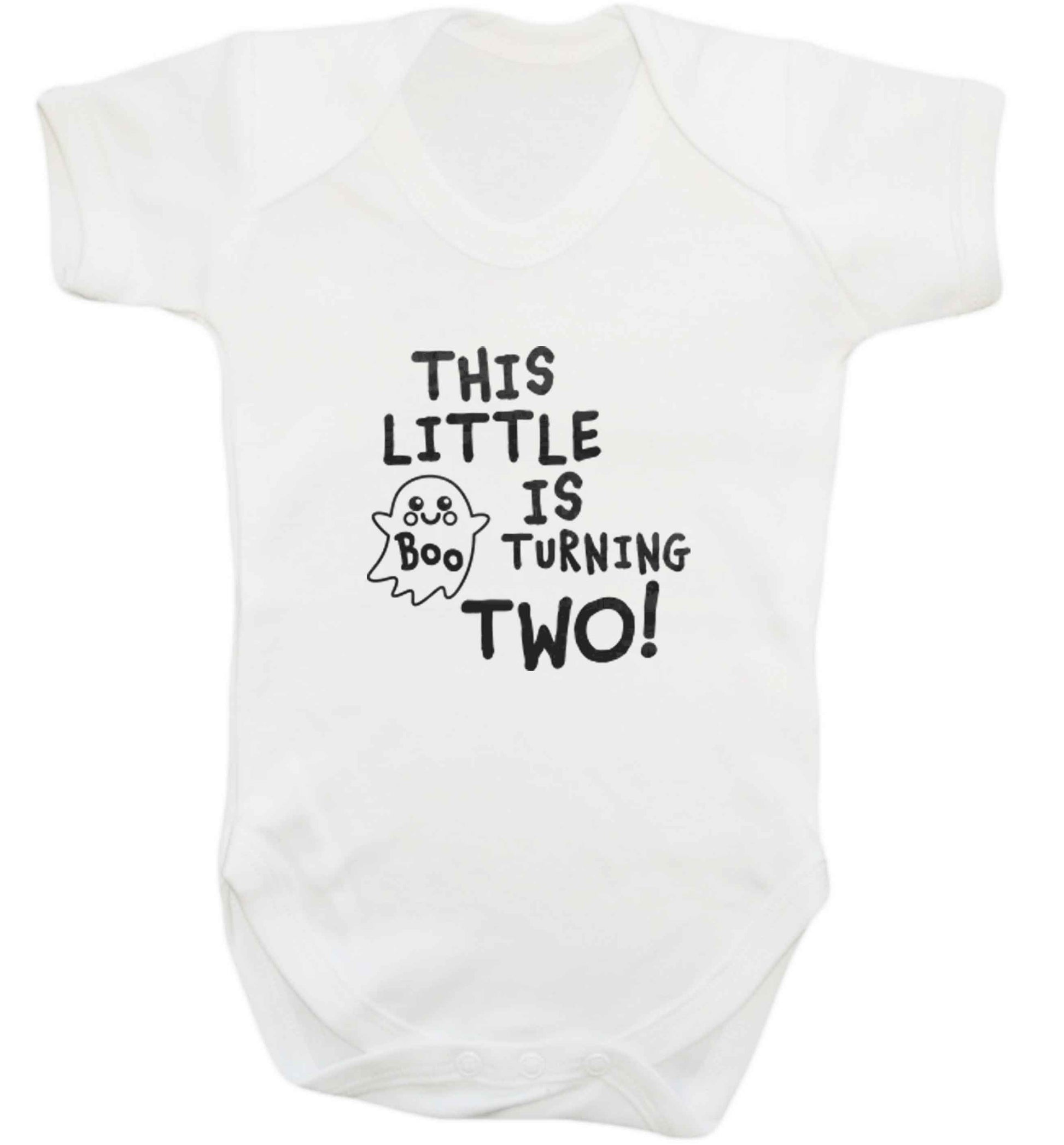 This little boo is turning two baby vest white 18-24 months