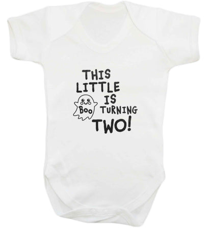 This little boo is turning two baby vest white 18-24 months