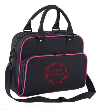 Merry christmas children's dance bag black with pink detail