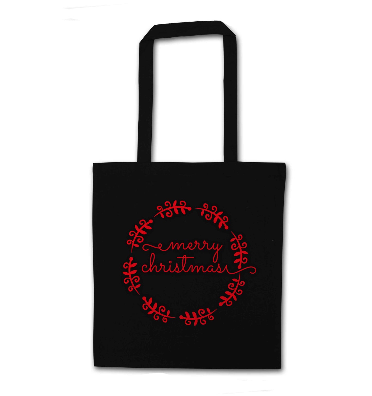 Merry christmas black tote bag
