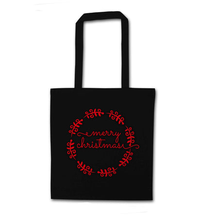Merry christmas black tote bag