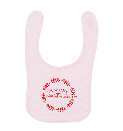 Merry christmas pale pink baby bib