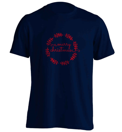 Merry christmas adults unisex navy Tshirt 2XL